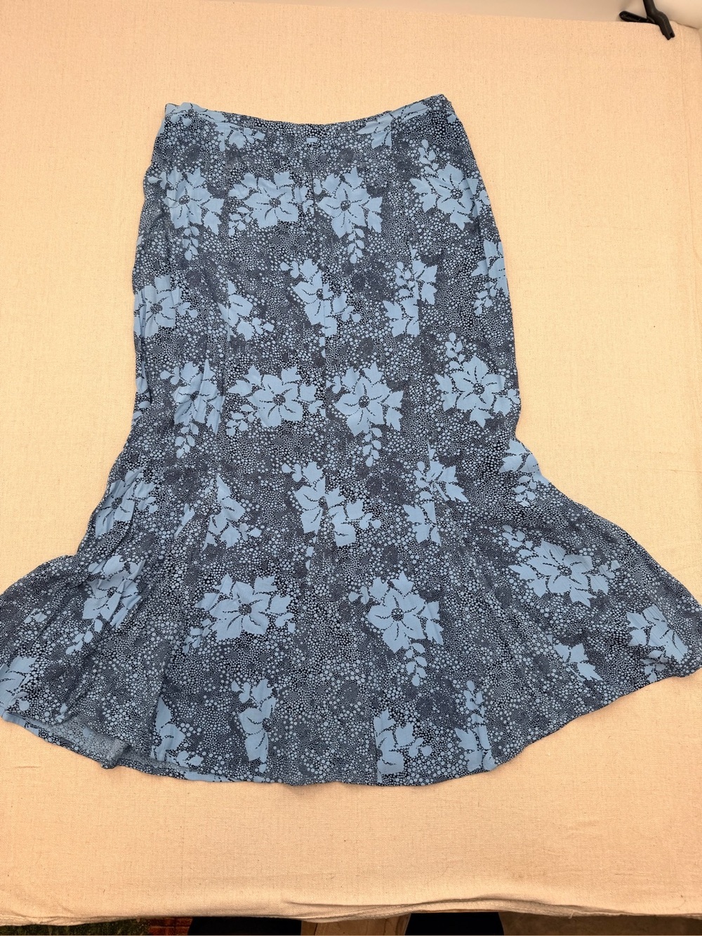 Women's Blue Floral Flounce Skirt